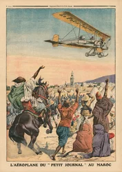 A „Petit Journal” repülőgép Marokkó felett repül, illusztráció a „Le Petit Journal” című folyóiratból, mellékelt illusztráció, 1911. október 1.